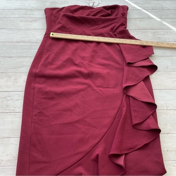 Dress The Population Liv midi Dress - Burgundy - Red - XL ruffles asymmetrical - Picture 7 of 10